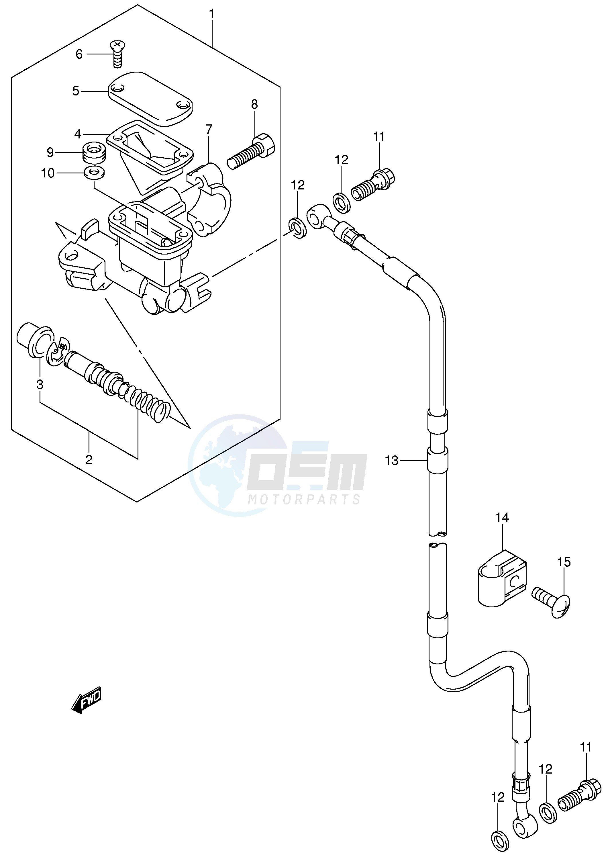 FRONT MASTER CYLINDER (SEE NOTE) blueprint