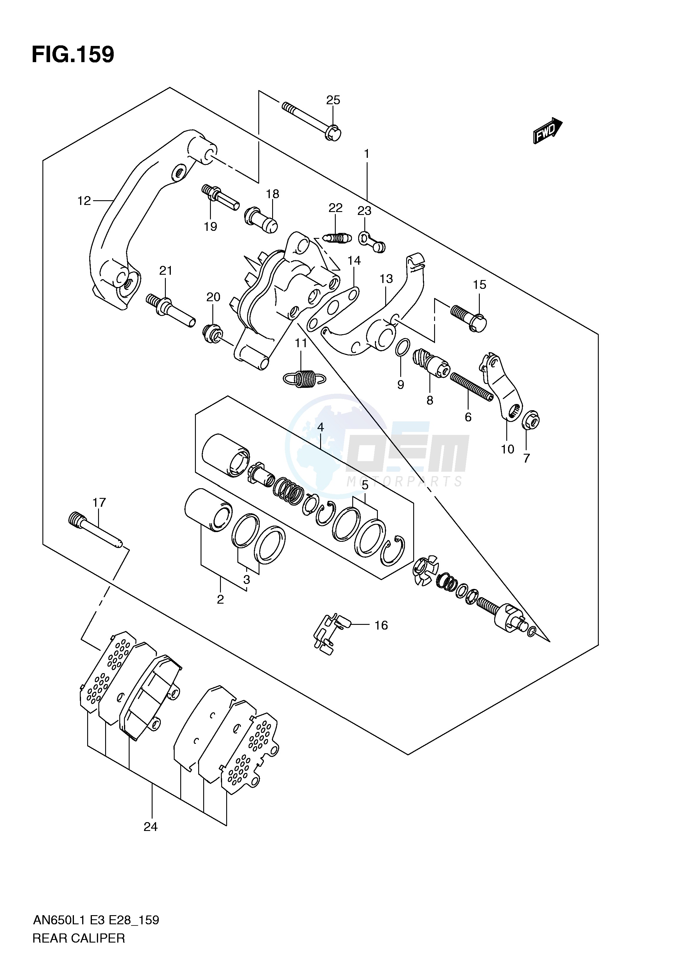REAR CALIPER (AN650AL1 E33) blueprint
