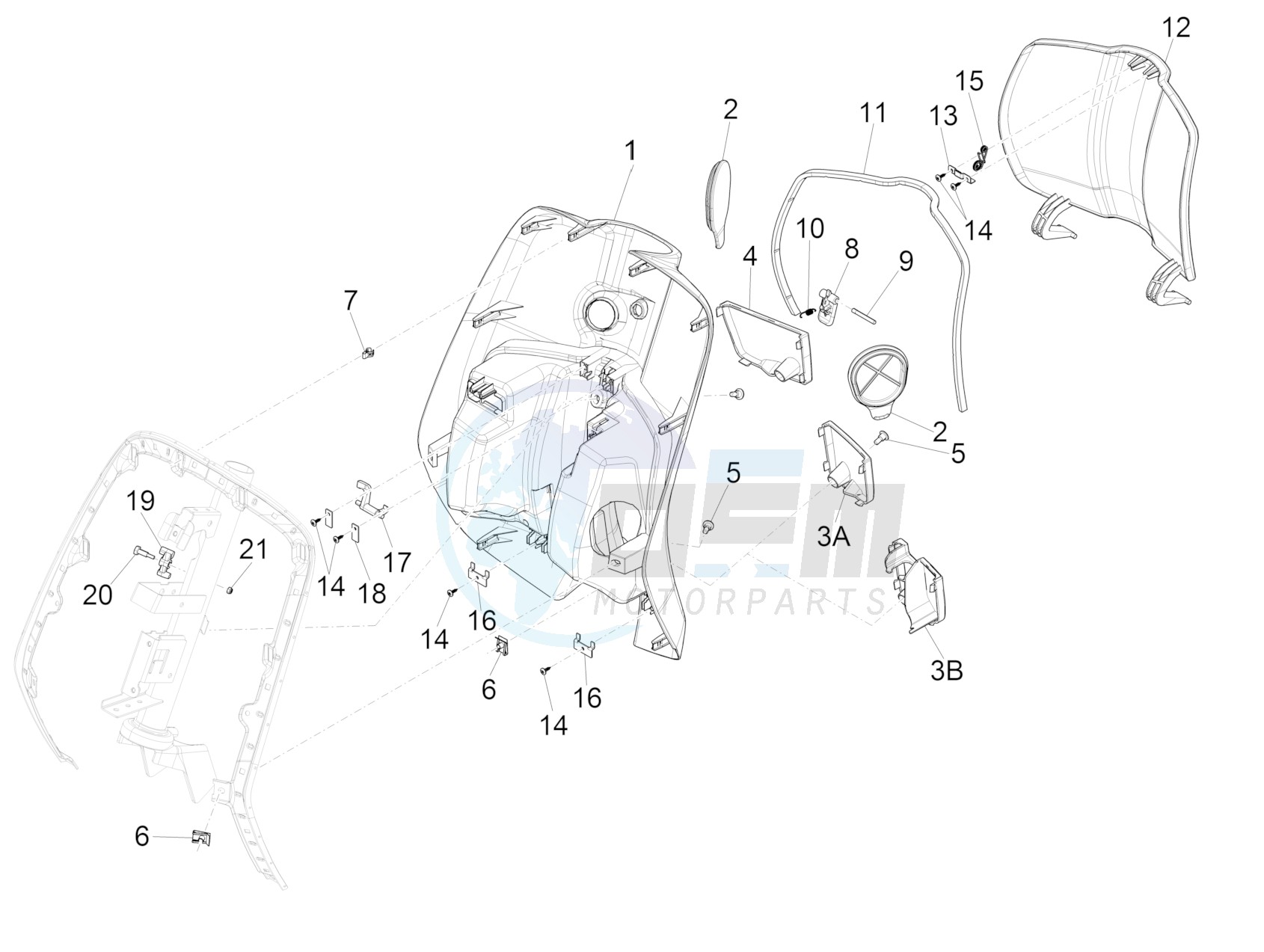 Front glove-box - Knee-guard panel image