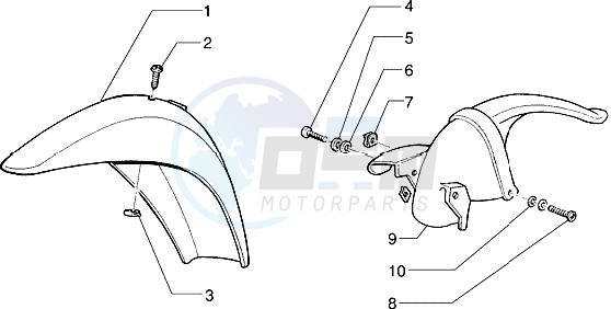 Front and rear mudguard blueprint