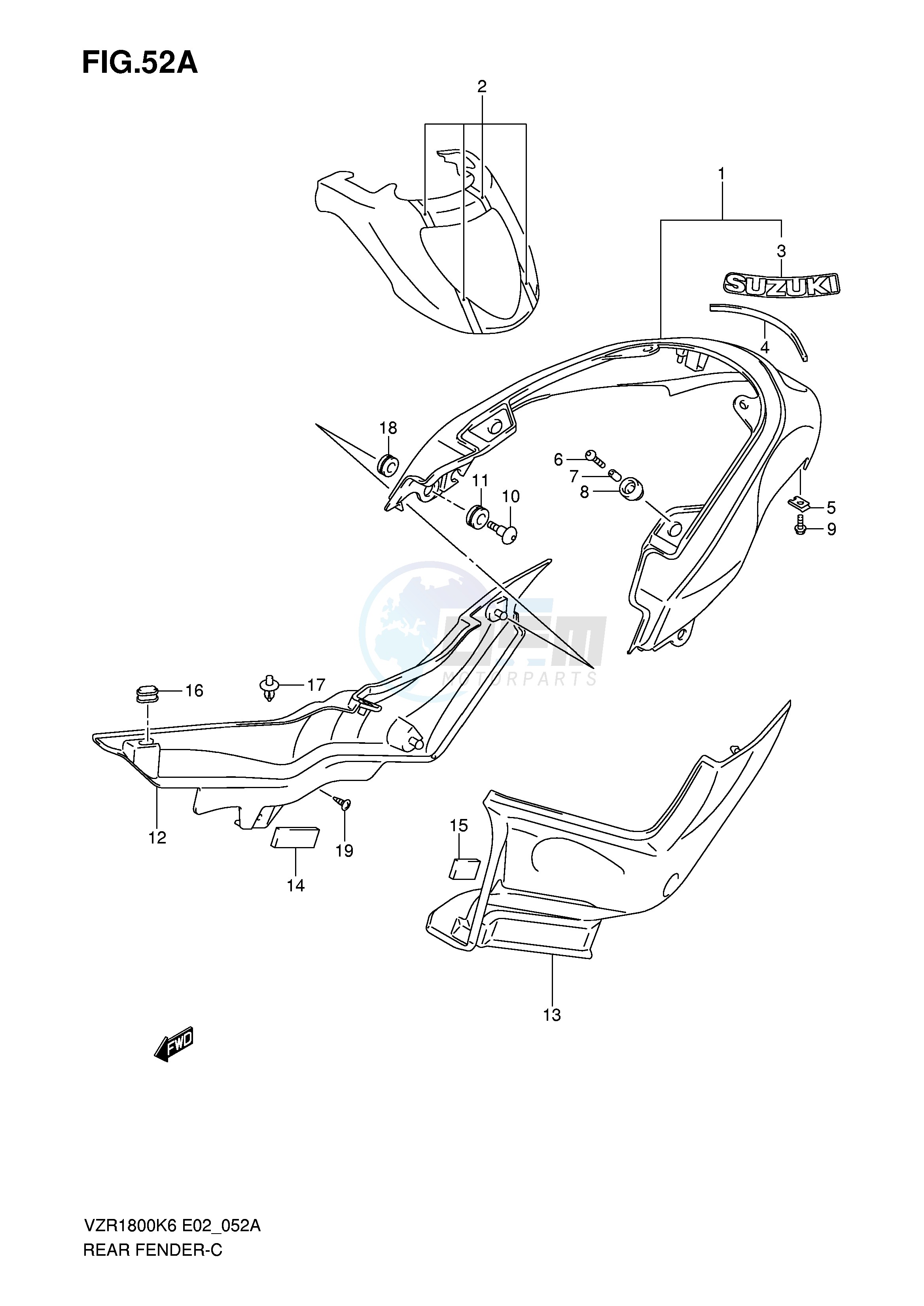 REAR FENDER (VZR1800ZK7 ZU2K7 ZK8 ZU2K8 ZK9 ZUFK9 ZL0 ZUFL0) image