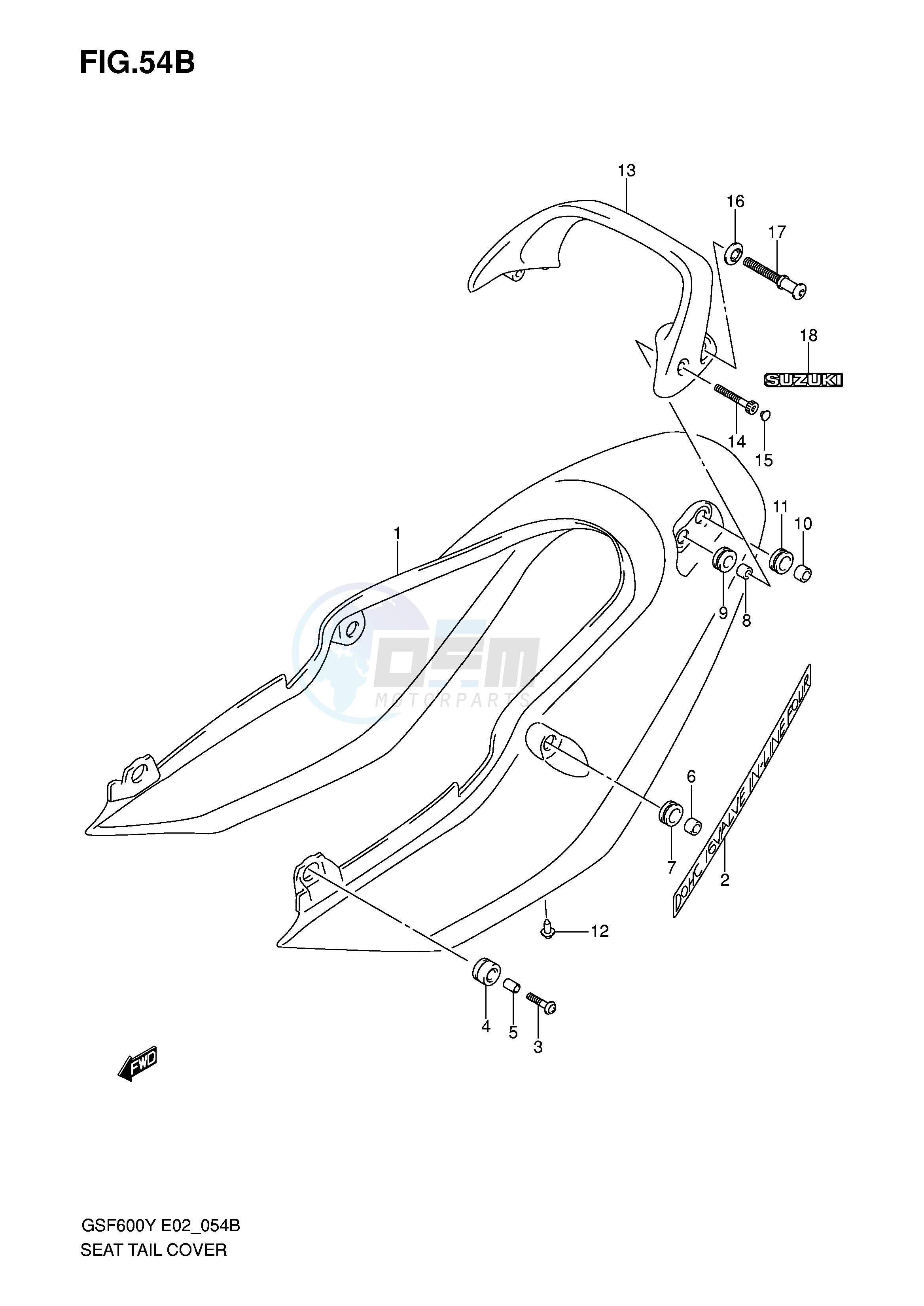 SEAT TAIL COVER (GSF600SK1 SUK1) blueprint