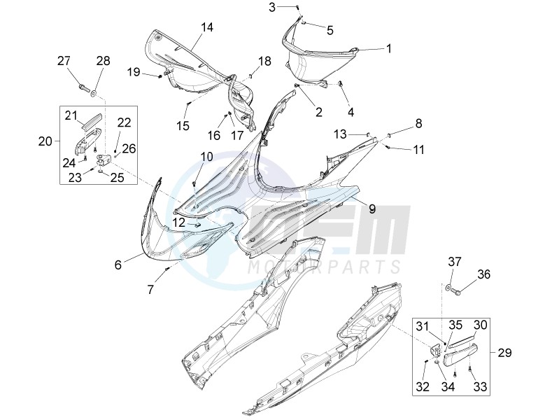 Central cover - Footrests blueprint