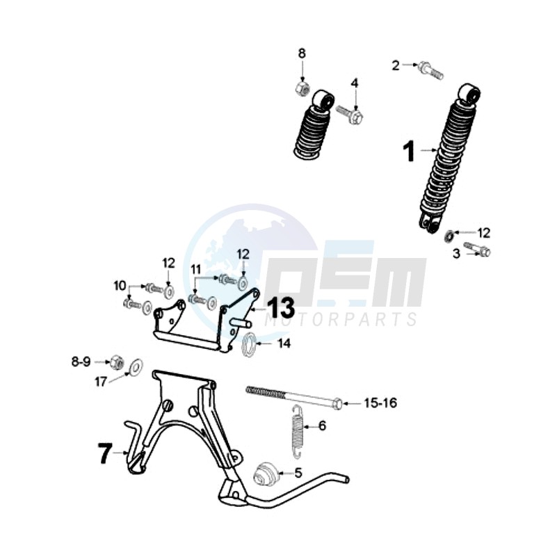 REAR SHOCK AND STAND blueprint