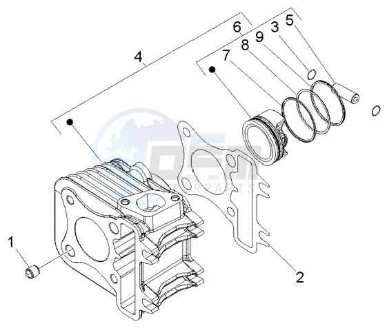 Cylinder-piston-wrist pin assy blueprint