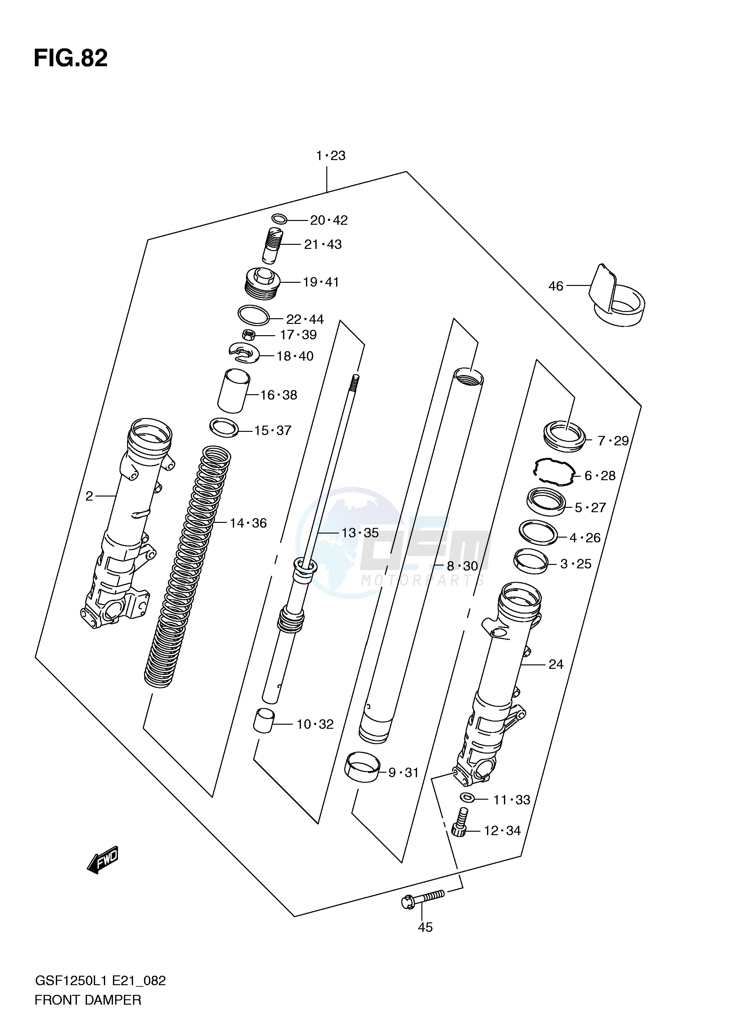 FRONT DAMPER (GSF1250AL1 E21) blueprint