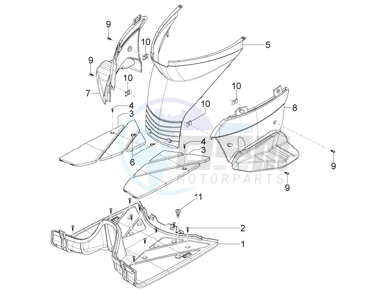 Central cover - Footrests blueprint