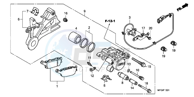 REAR BRAKE CALIPER (CB600FA/ FA3) blueprint