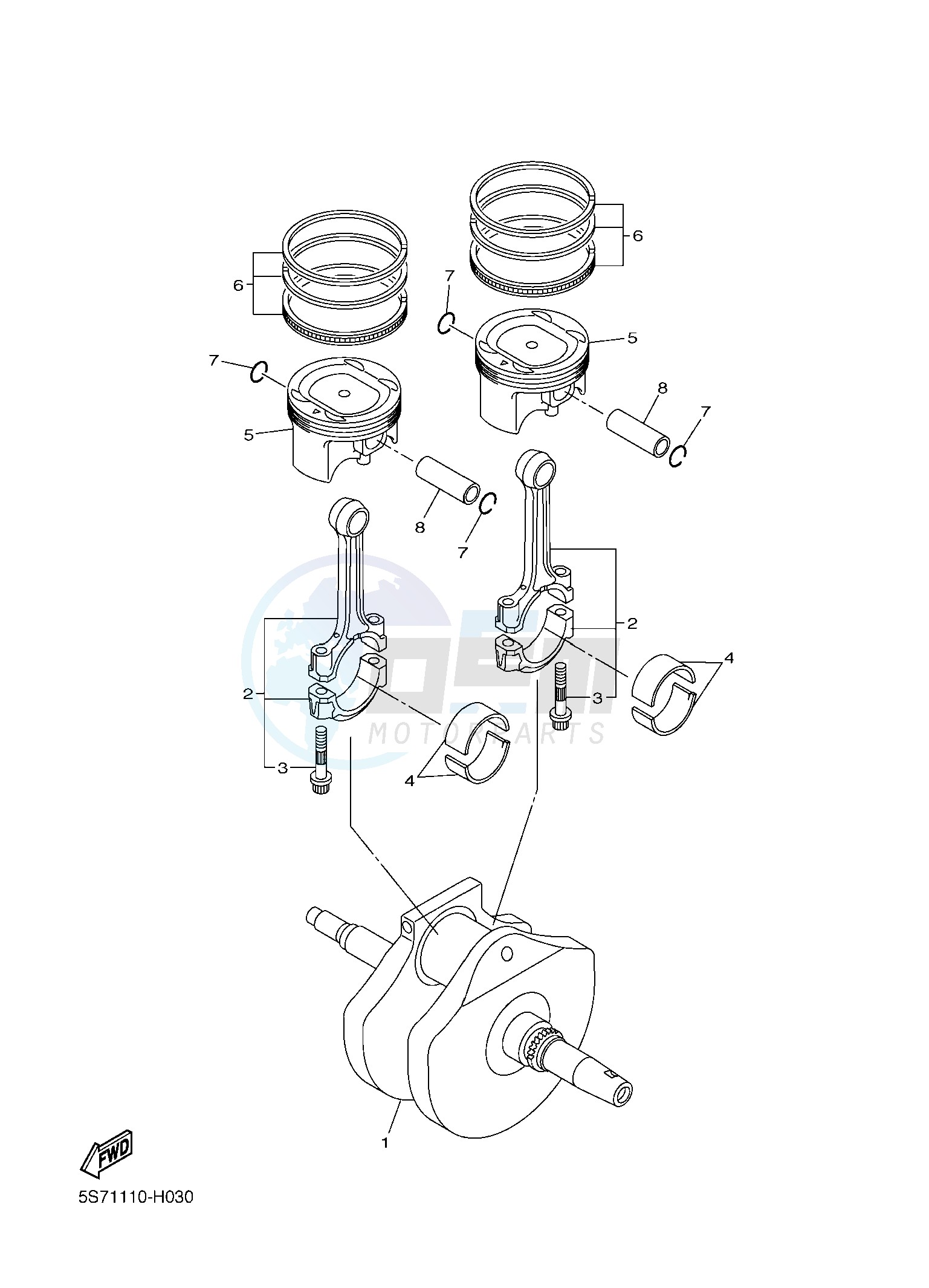 CRANKSHAFT & PISTON blueprint