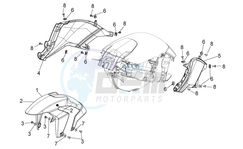 Front body - Front mudguard blueprint