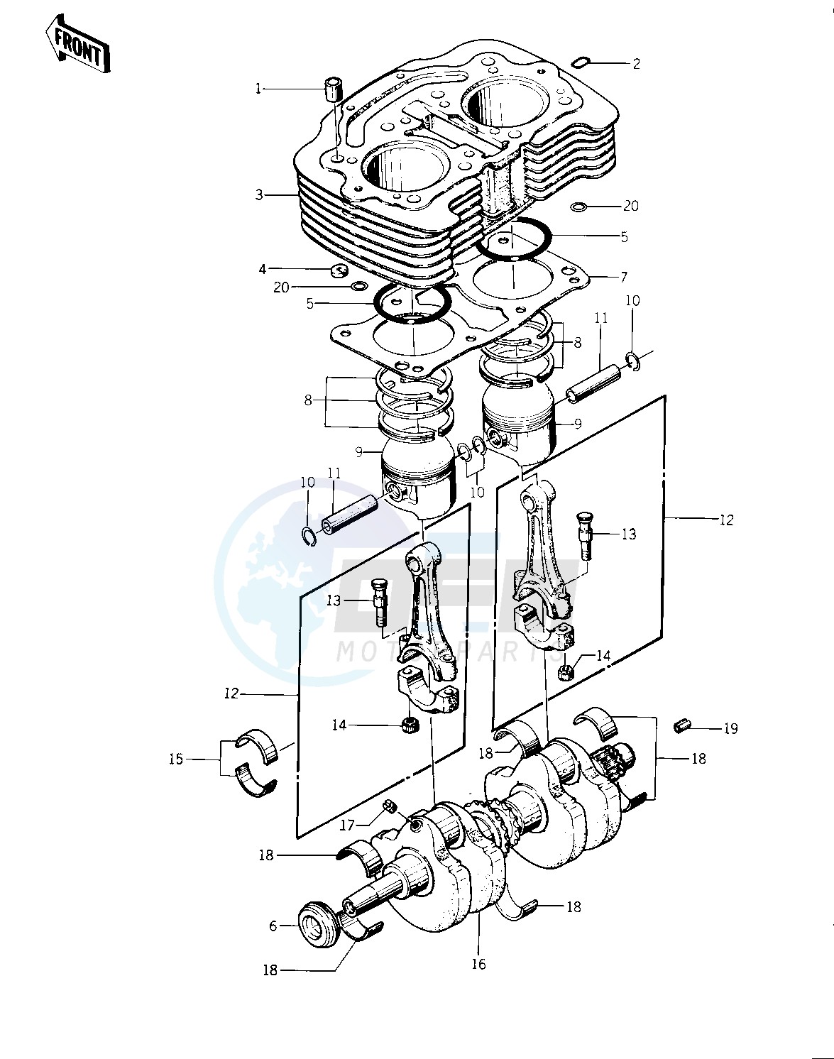 CYLINDER_PISTONS_CRANKSHAFT  -- 76 -77 KZ400 - D3_D4- - image