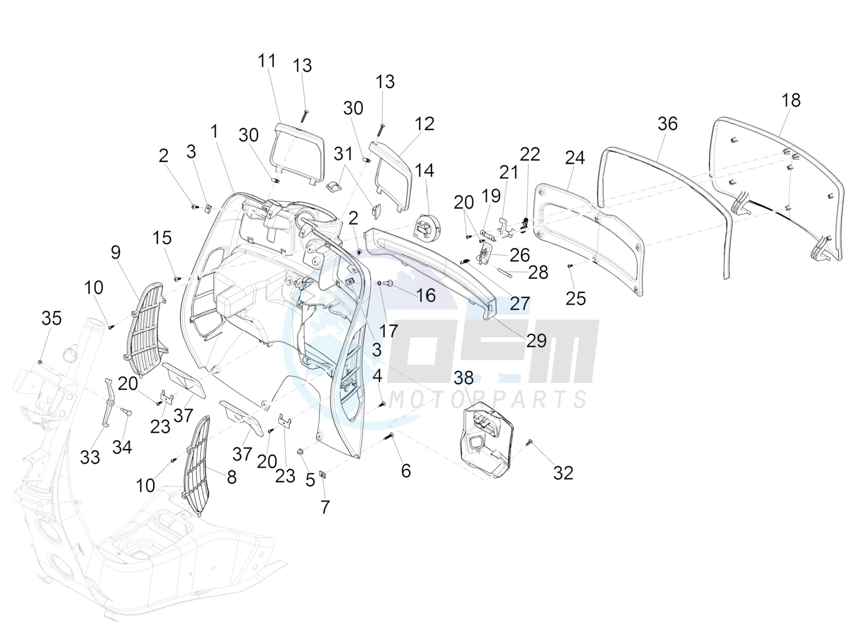 Front glove-box - Knee-guard panel image