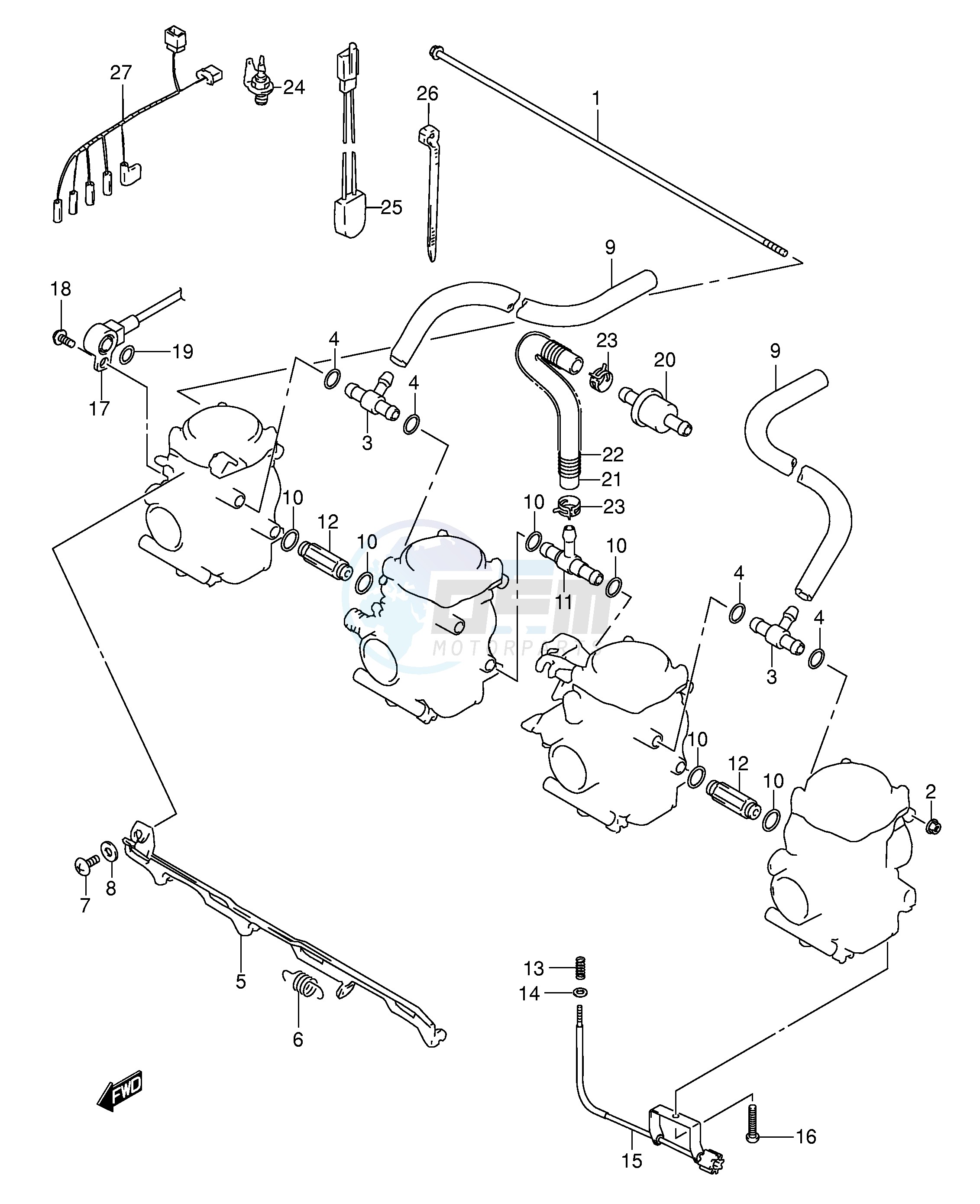 CARBURETOR FITTINGS (MODEL K3 K4) blueprint