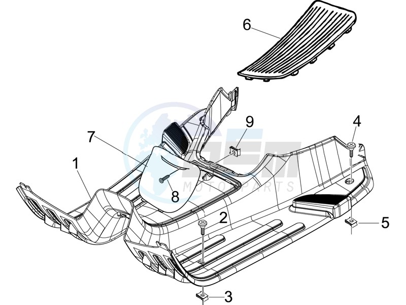 Central cover - Footrests blueprint