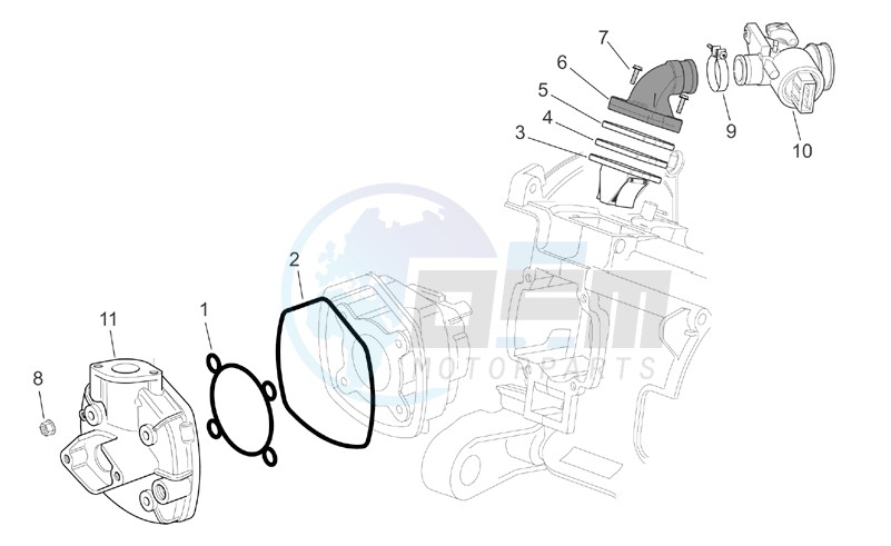 Cylinder head - Throttle body blueprint