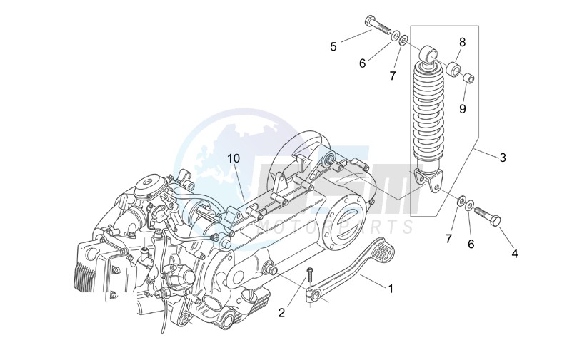 Engine - Rear shock absorber blueprint