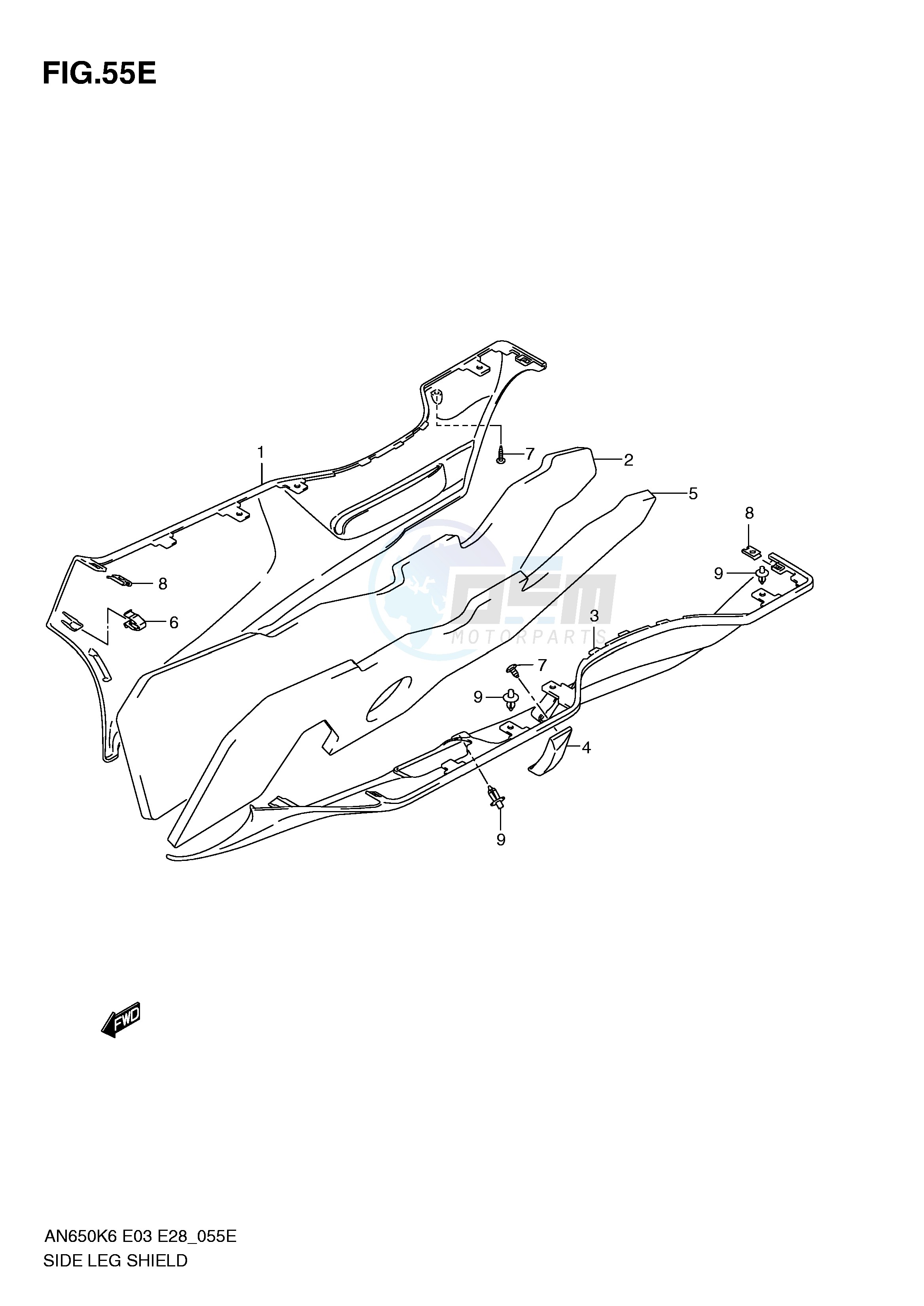 SIDE LEG SHIELD (MODEL AN650AL0) blueprint