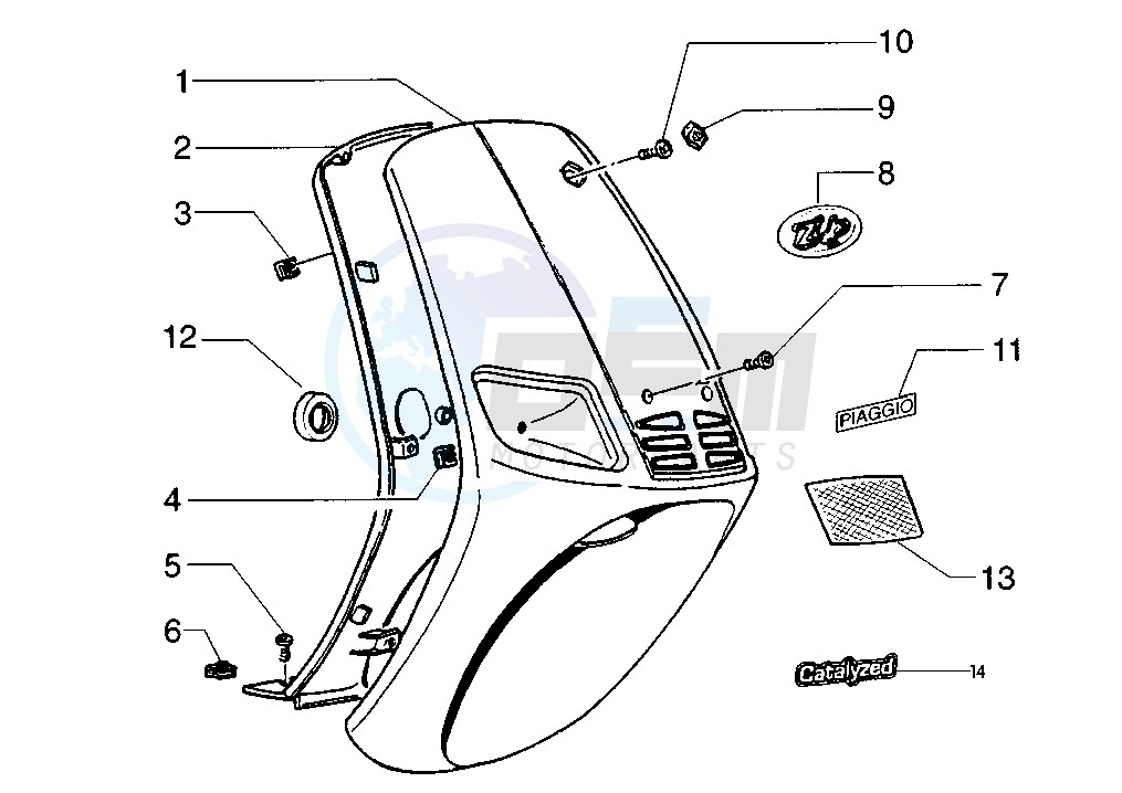 OEM Front Shield - Piaggio [Scooter] Zip 50 RST / 1999 | Oemmotorparts