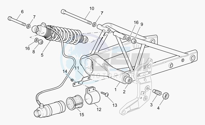 Swing arm and rear shock absorber image
