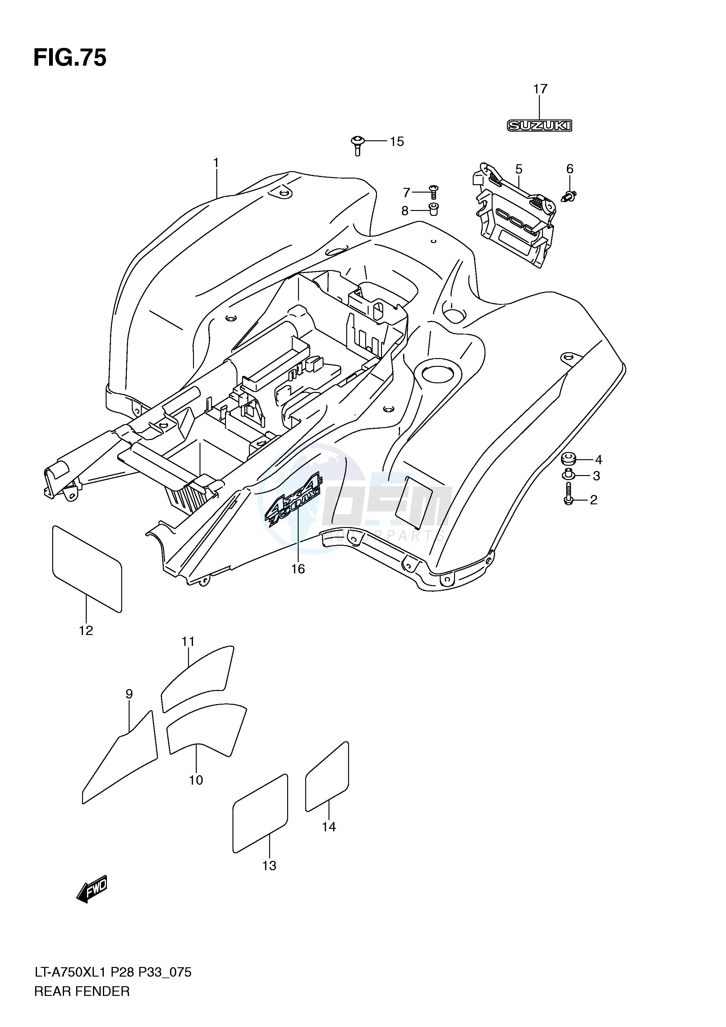 REAR FENDER (LT-A750XL1 P33) blueprint