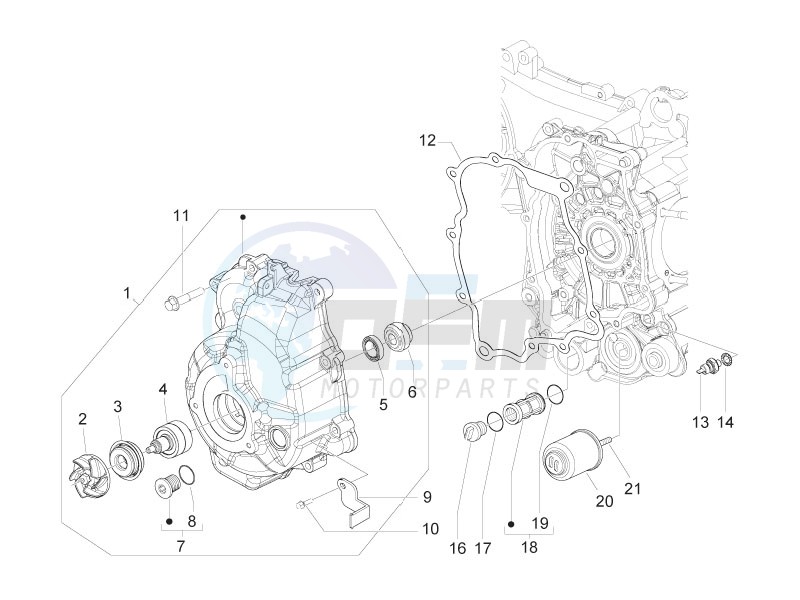 Flywheel magneto cover - Oil filter blueprint