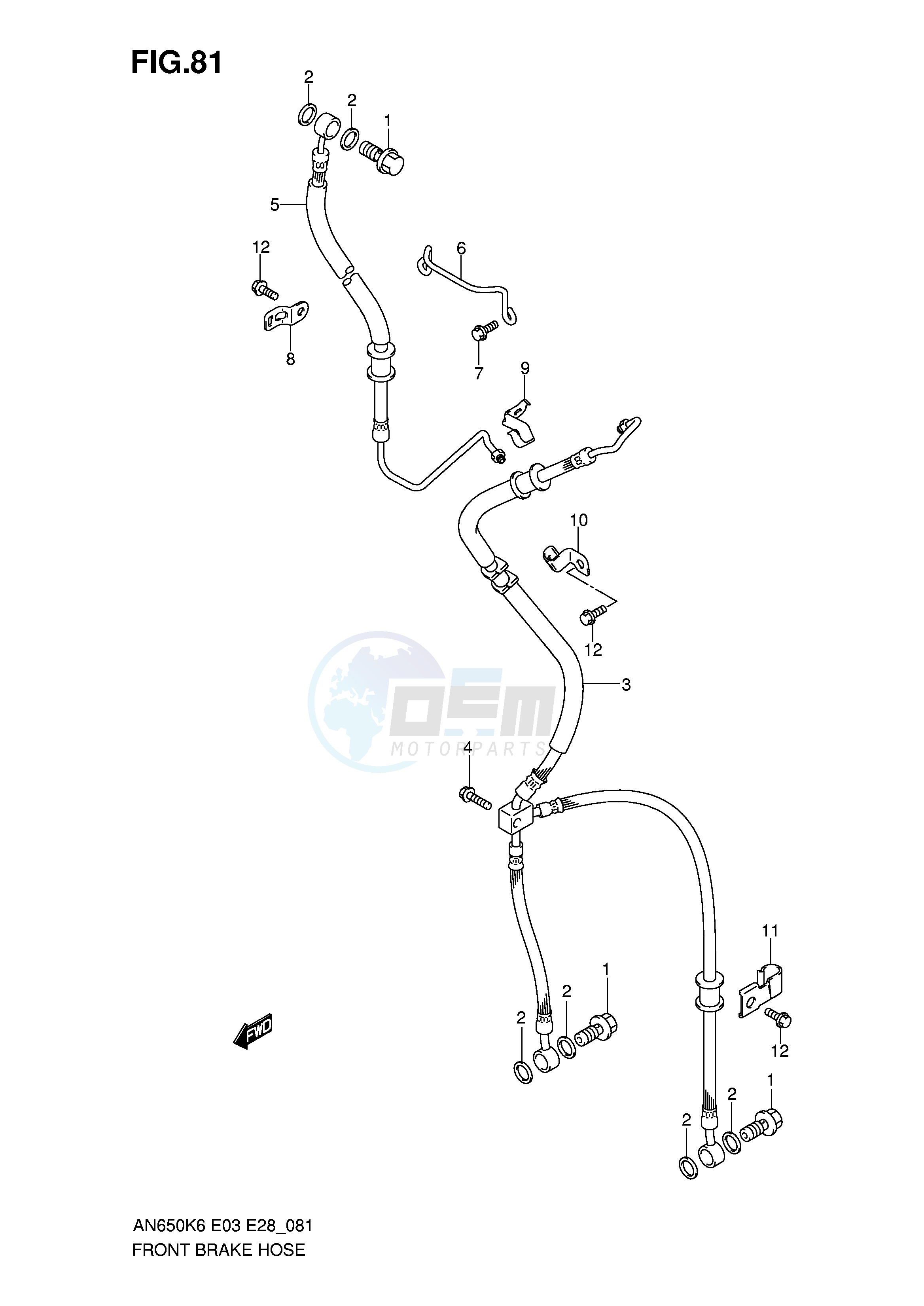 FRONT BRAKE HOSE (AN650AK6 AK7 AK8 AK9 AL0) image