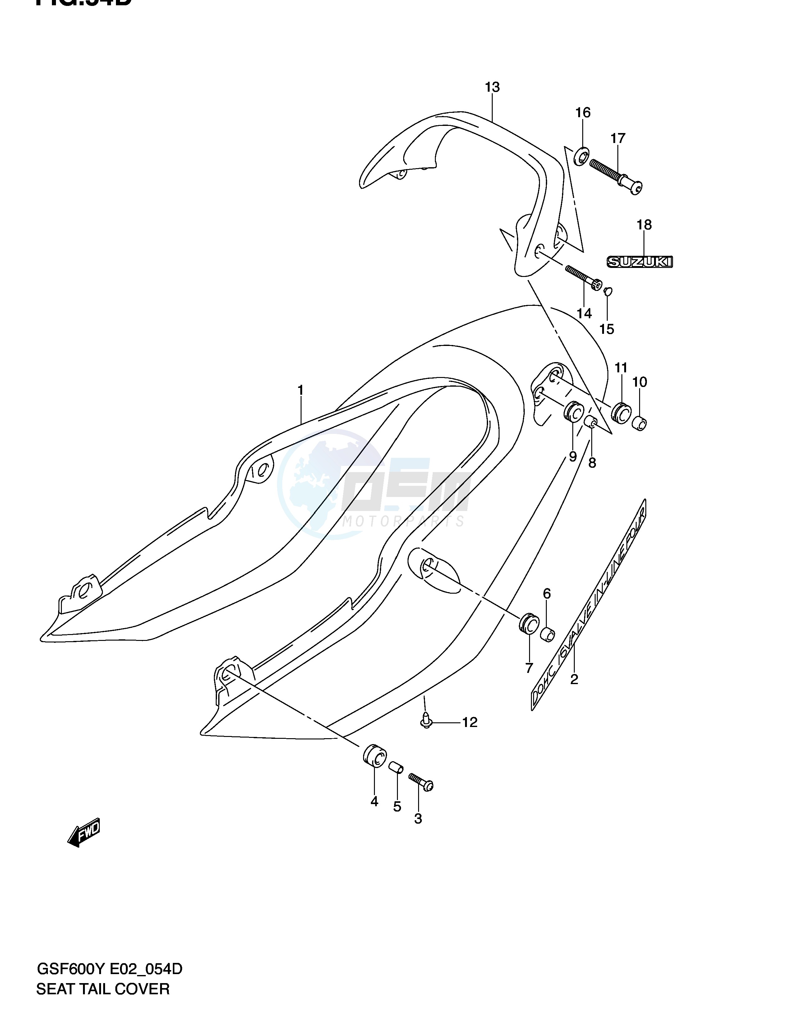 SEAT TAIL COVER (GSF600SK2 SUK2) blueprint