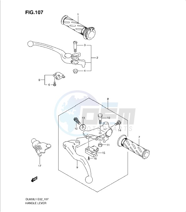 HANDLE LEVER (DL650UEL1 E19) blueprint