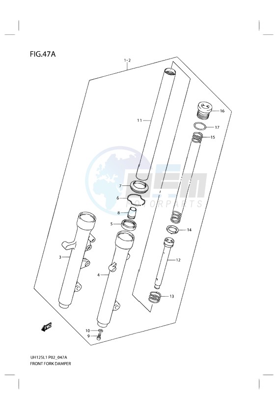 FRONT FORK DAMPER (MODEL EXECUTIVE P19 AND RACING P19) blueprint