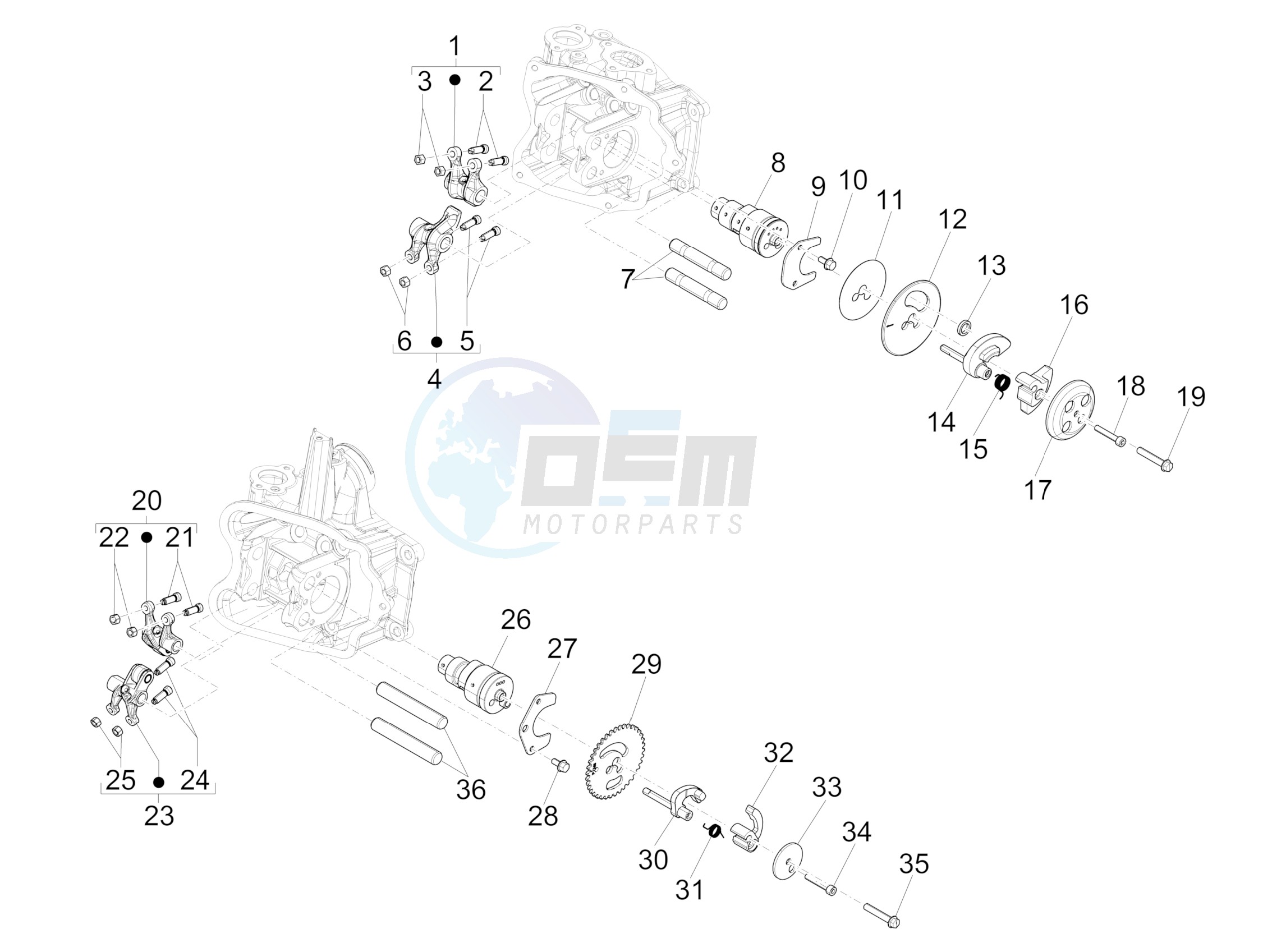 Rocking levers support unit image