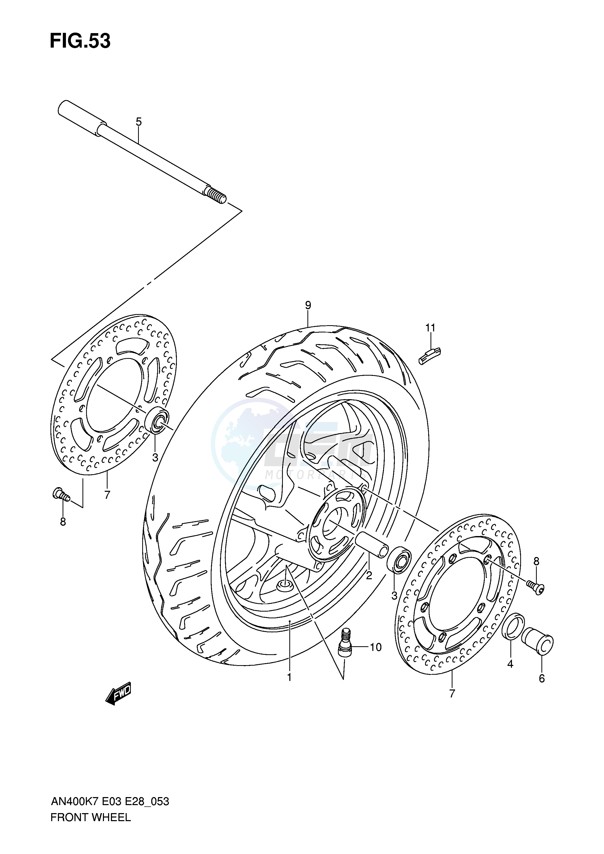 FRONT WHEEL (AN400K7 K8 K9 L0) image