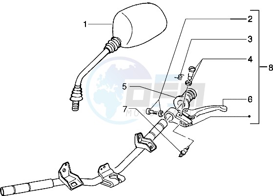 Handlebars component parts (Vehicle with rear drum brake) blueprint