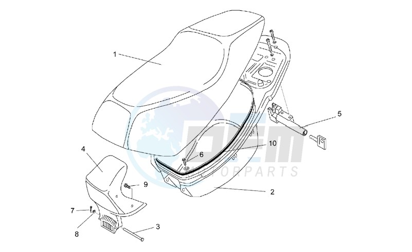 Saddle and helmet compartment blueprint