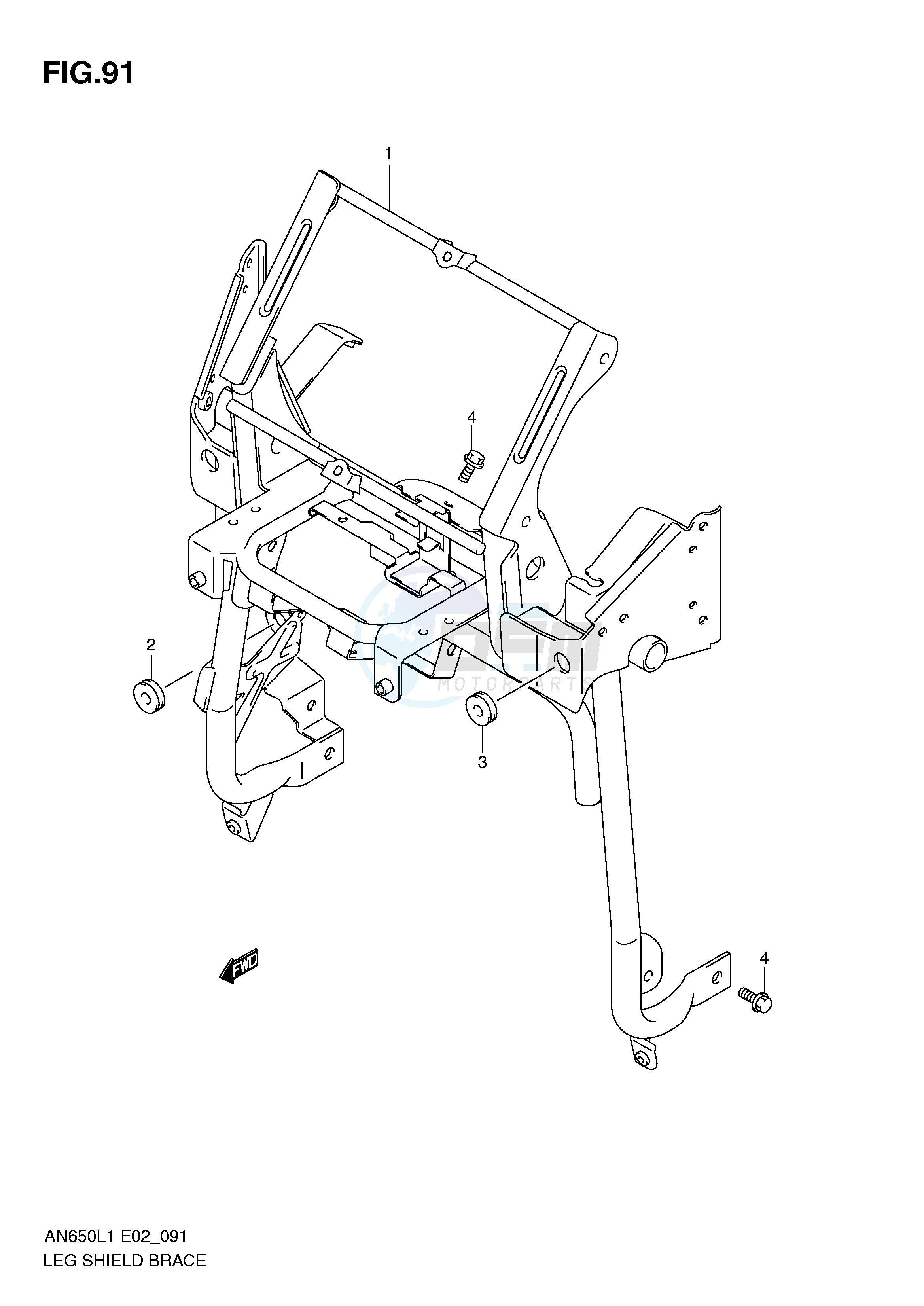 LEG SHIELD BRACE (AN650AL1 E2) blueprint