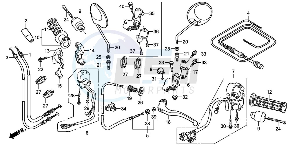 HANDLE LEVER/SWITCH/CABLE (XL125V1/2/3/4/5/6) blueprint