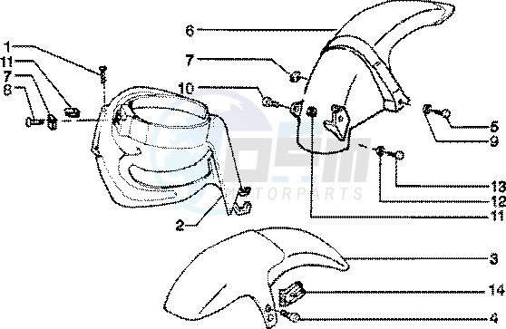 Front and rear mudguard blueprint