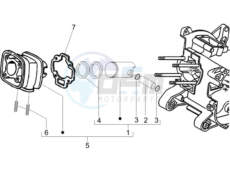 Cylinder-piston-wrist pin unit blueprint