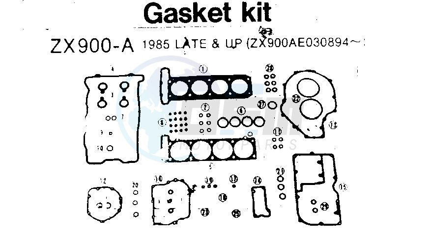 GASKET KIT ZX900-A 1985 LATE & UP -- ZX900AE030894- - blueprint
