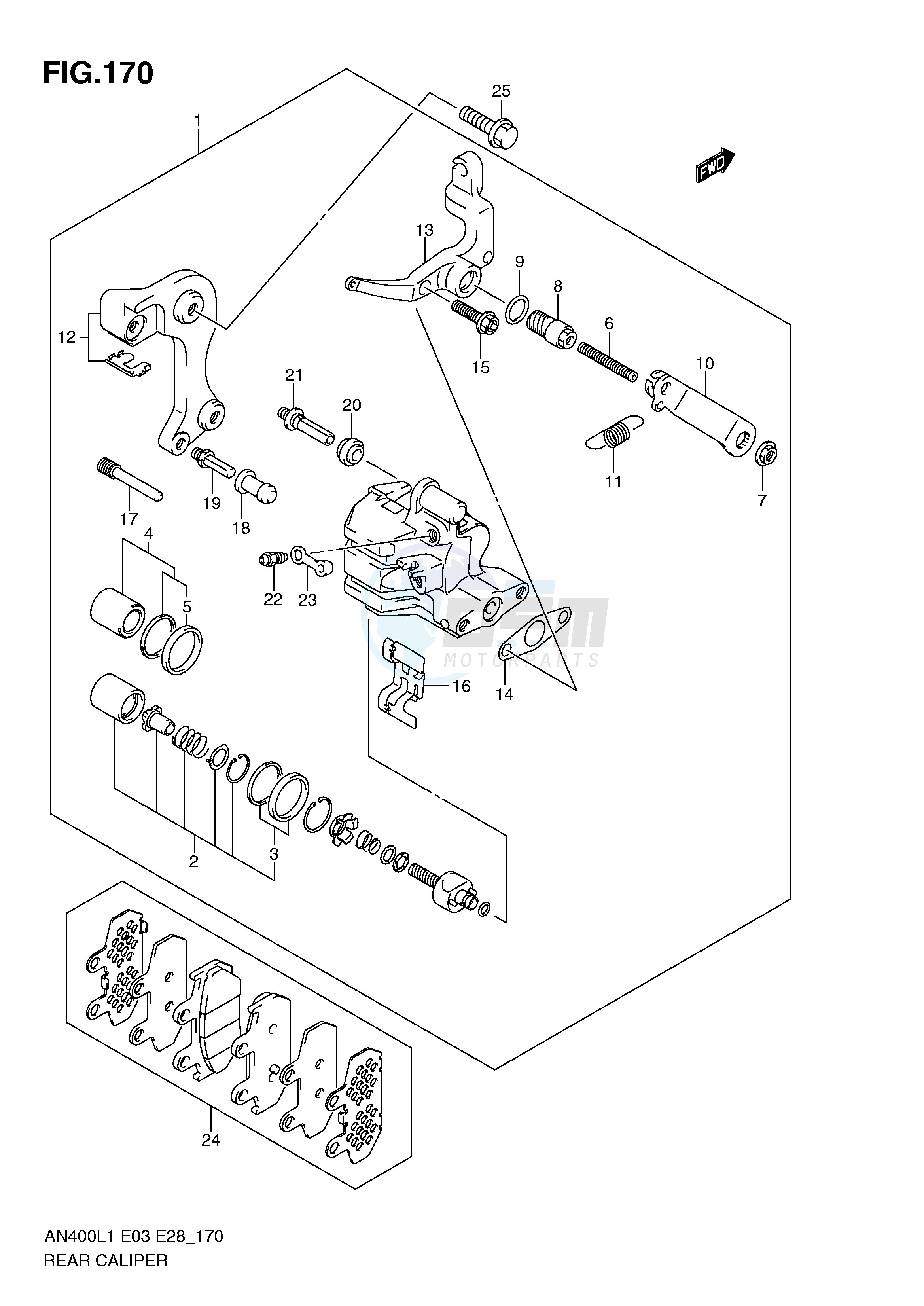 REAR CALIPER (AN400L1 E33) blueprint