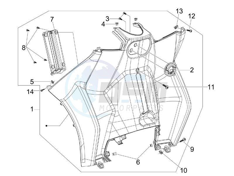 Front glove-box - Knee-guard panel blueprint