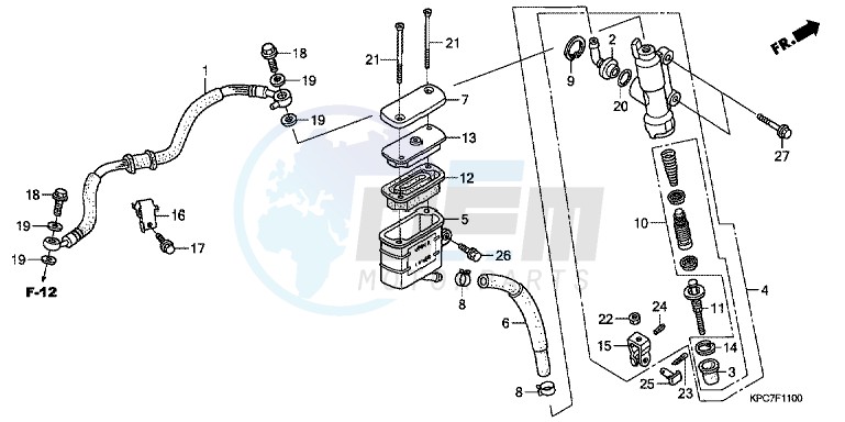 RR. BRAKE MASTER CYLINDER blueprint