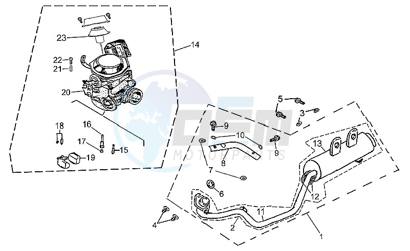Exhaust unit - Carburettor blueprint
