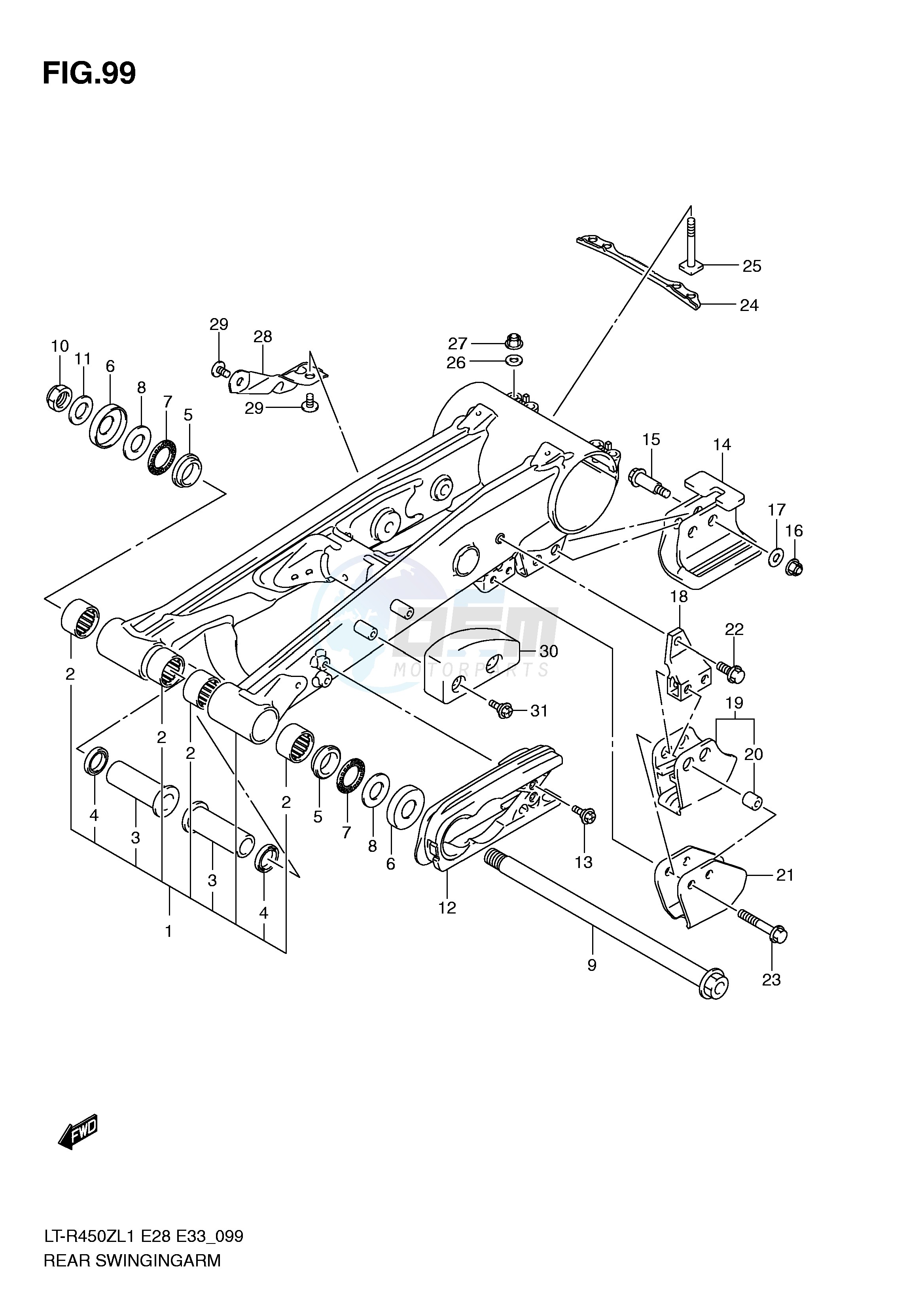REAR SWINGING ARM (LT-R450ZL1 E28) blueprint