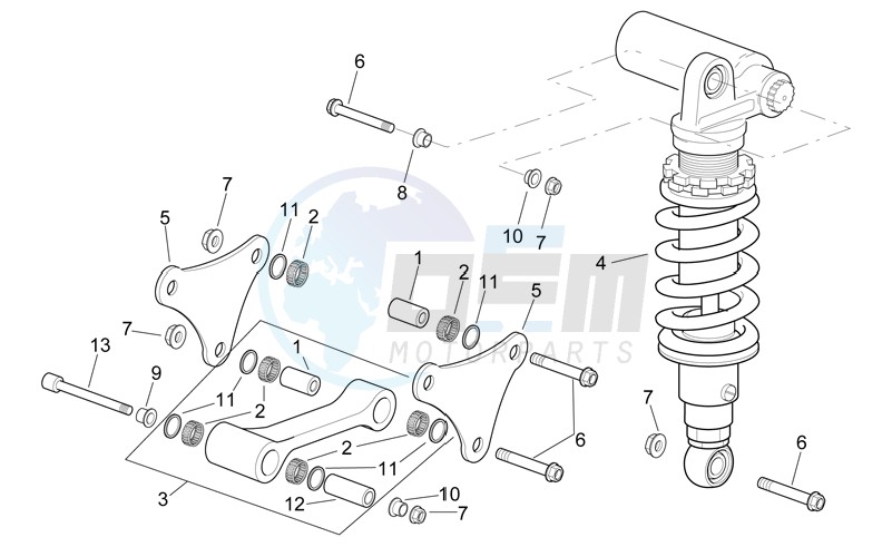 Connecting rod - Rear shock absorber blueprint