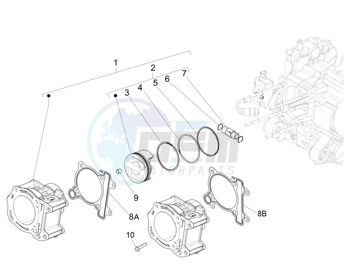 Cylinder-piston-wrist pin unit image