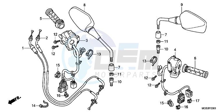 HANDLE/ SWITCH/ CABLE (NC700XD) blueprint