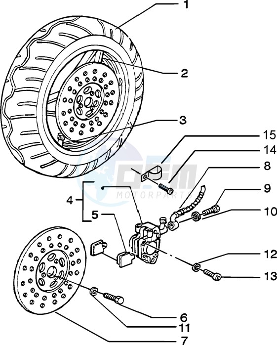 Front wheel-brake caliper blueprint