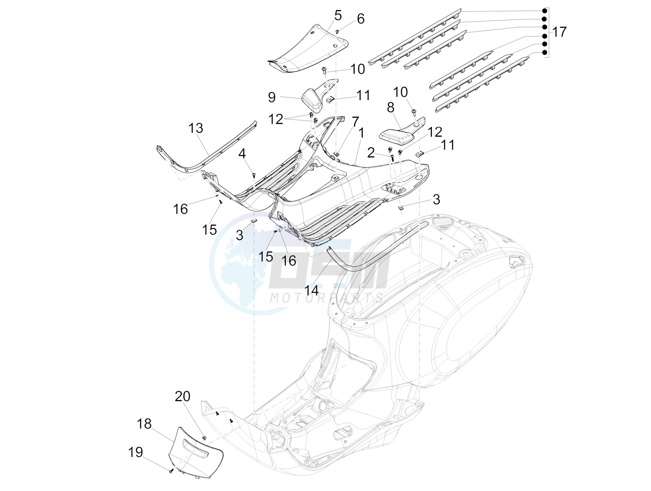 Central cover - Footrests image