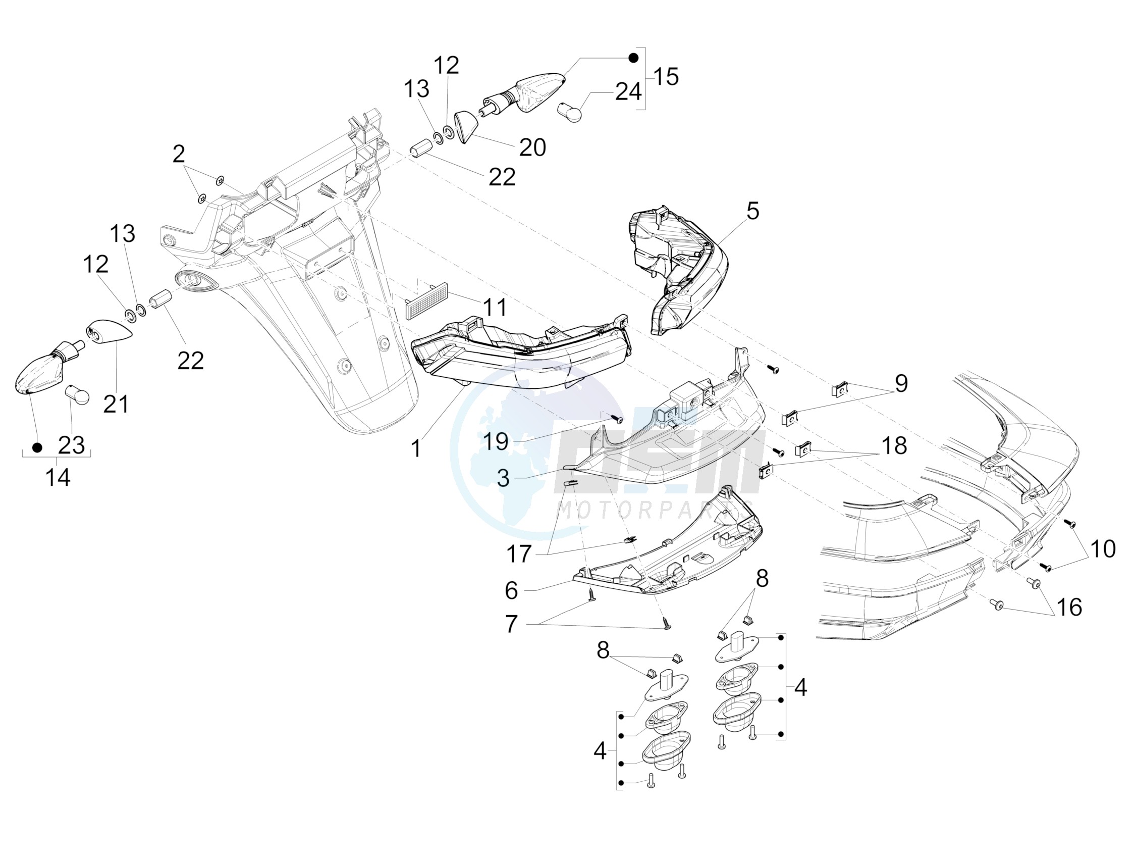 Rear headlamps - Turn signal lamps blueprint