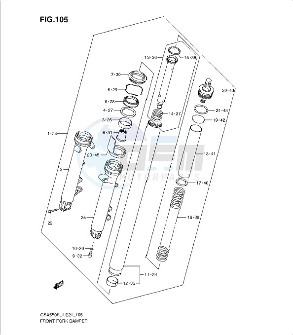 FRONT FORK DAMPER (GSX650FL1 E21) blueprint
